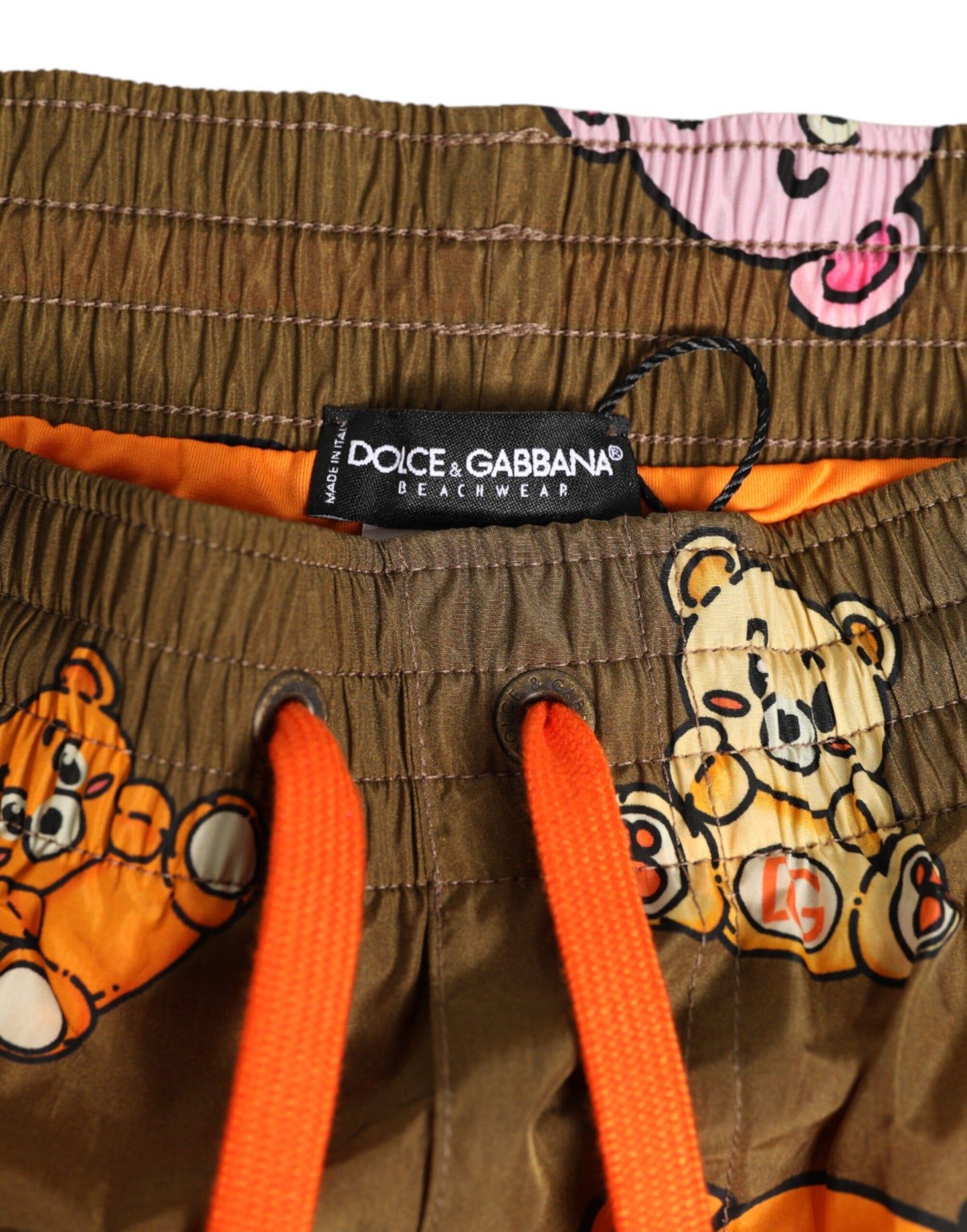 Dolce & Gabbana Brown Multicolor Teddy Bear Men Shorts Swimwear