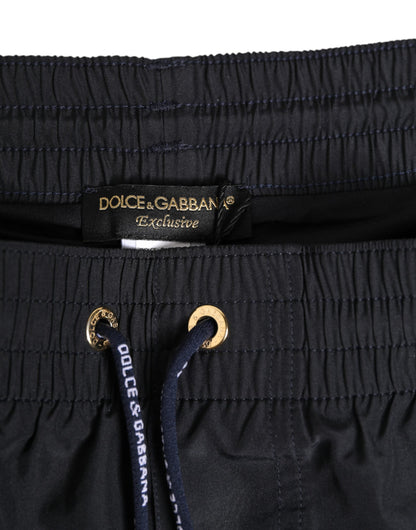 Dolce & Gabbana Black Nylon Side Logo Tape Shorts Swimwear
