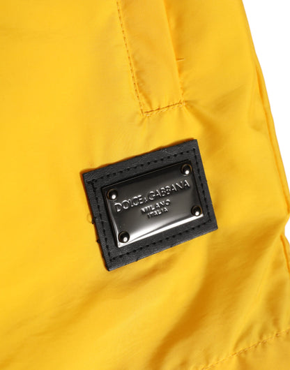 Dolce & Gabbana Yellow Nylon Logo Plaque Boxer Shorts Swimwear