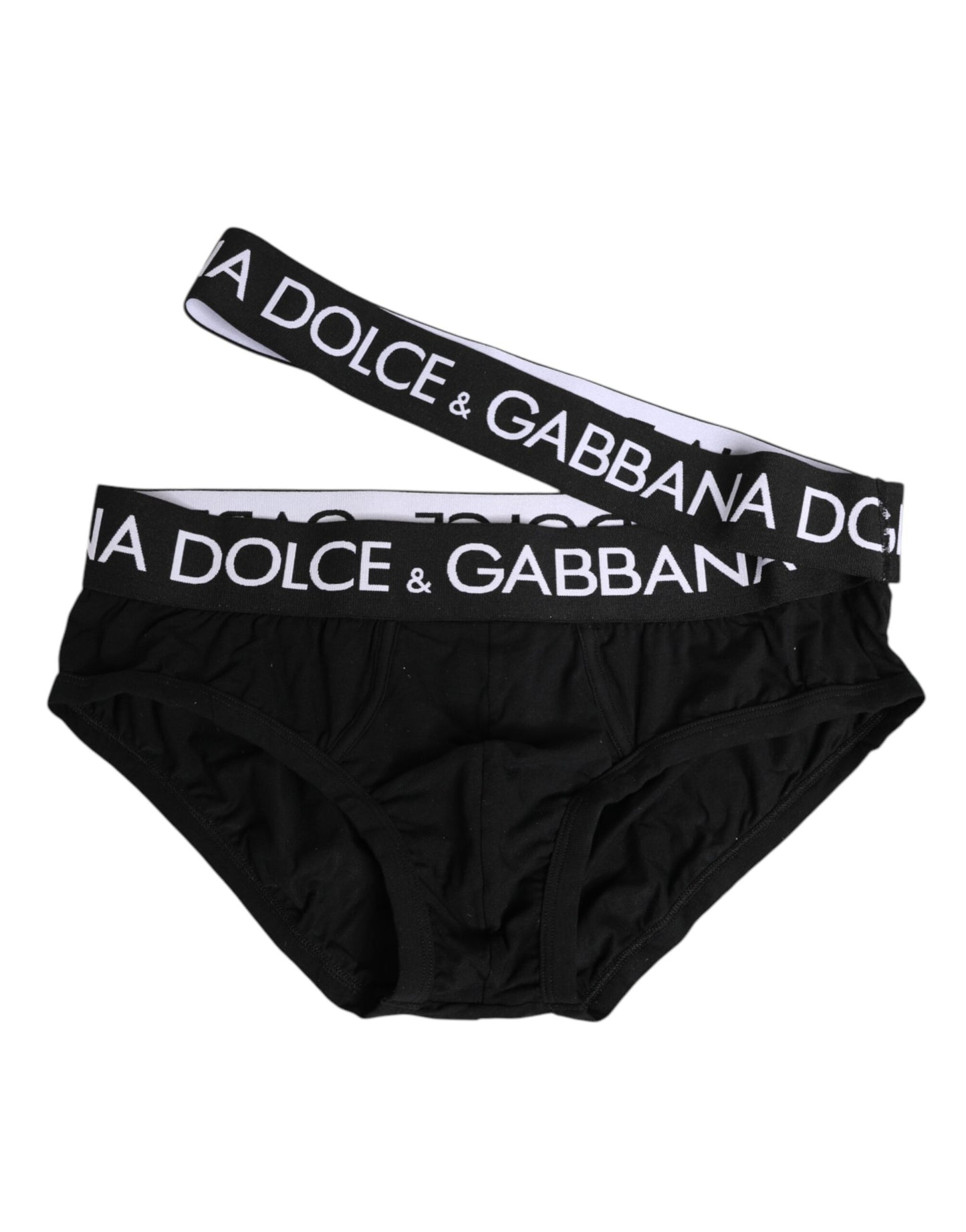 Dolce & Gabbana Black Cotton Elastic Logo Waistband Swimwear