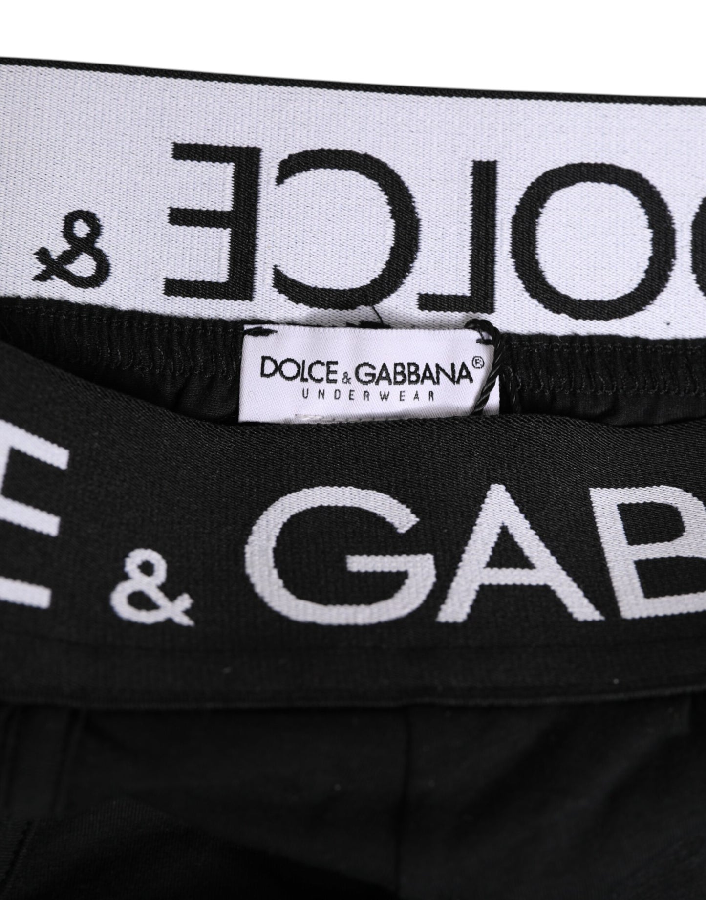 Dolce & Gabbana Black Cotton Elastic Logo Waistband Swimwear
