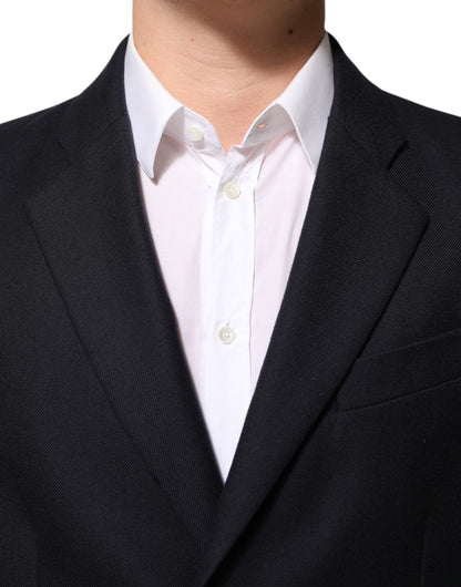 Dolce & Gabbana Dark Blue Wool Men Jacket Coat Blazer Suit