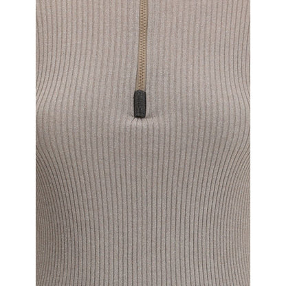 Brunello Cucinelli Zipped high neck Top