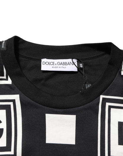 Dolce & Gabbana Black Logo Monogram Cotton Crew Neck T-shirt