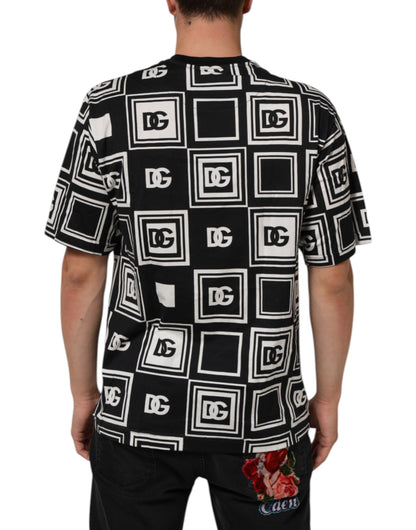 Dolce & Gabbana Black Logo Monogram Cotton Crew Neck T-shirt