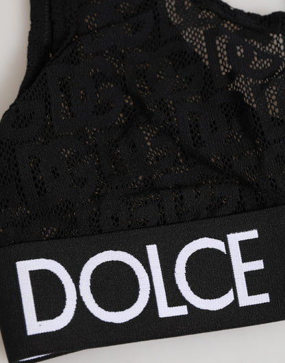 Dolce & Gabbana Black DG Mania Stretch Lace Brassiere Underwear