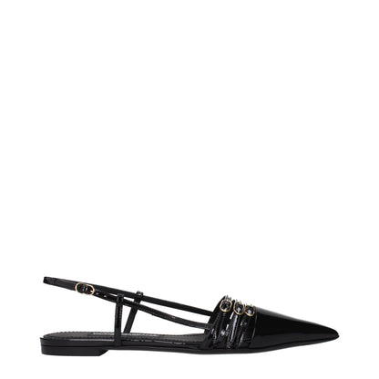 Dolce & Gabbana Black Leather Flat Sandals