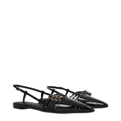 Dolce & Gabbana Black Leather Flat Sandals