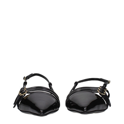 Dolce & Gabbana Black Leather Flat Sandals