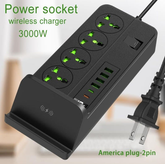 Regleta Power Socket 3000W con Carga Inalámbrica de 15W